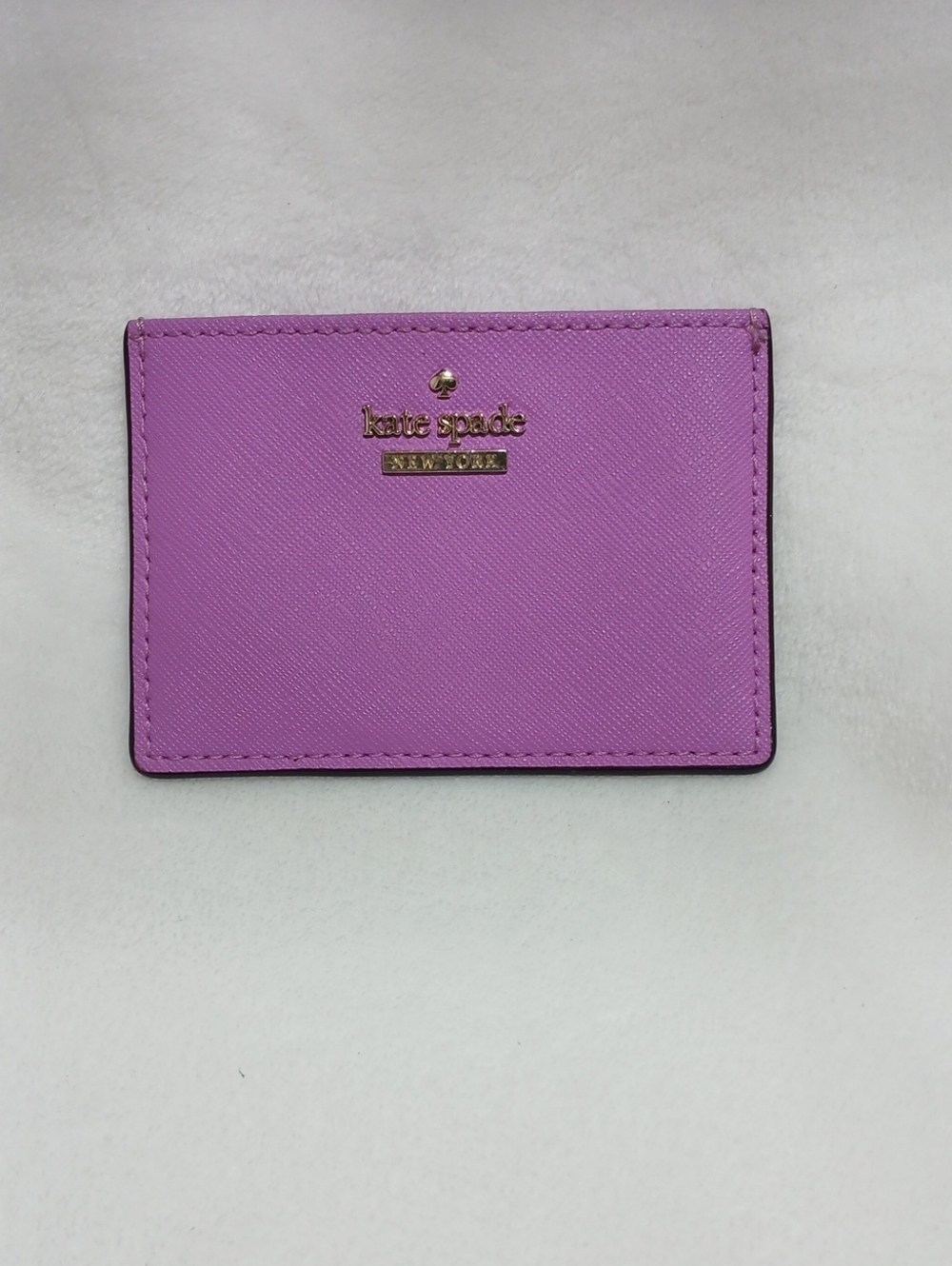 Kate Spade Lilac Saffiano Card  Holder with Gold Logo